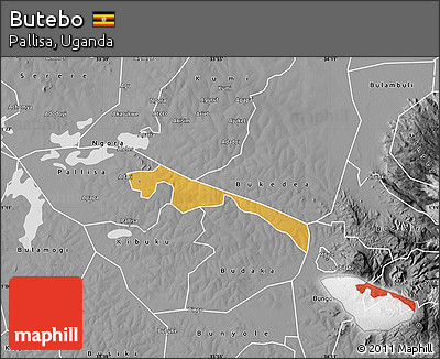 Physical Map of Butebo, desaturated
