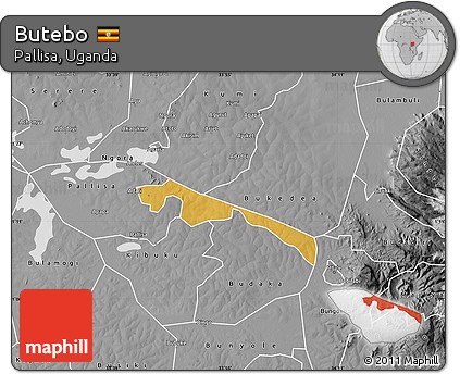 Physical Map of Butebo, desaturated