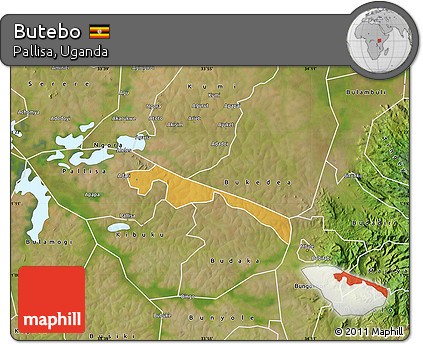 Physical Map of Butebo, satellite outside