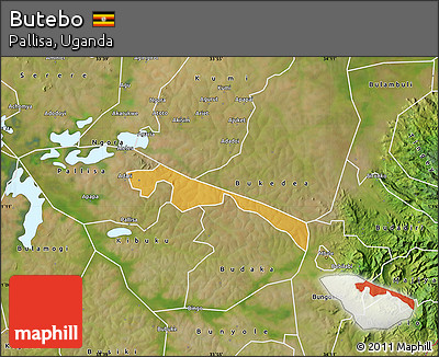 Physical Map of Butebo, satellite outside