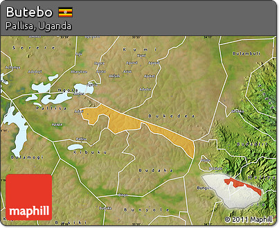 Physical Map of Butebo, satellite outside