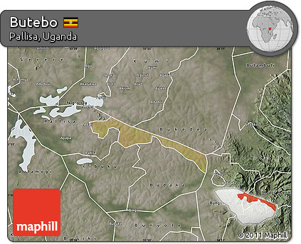 Satellite Map of Butebo, semi-desaturated