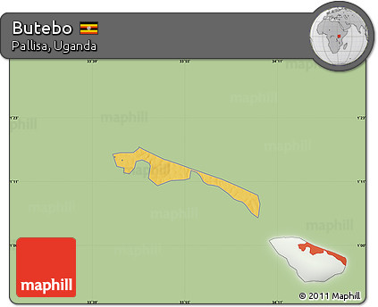 Savanna Style Map of Butebo, single color outside