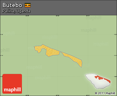 Savanna Style Map of Butebo, single color outside