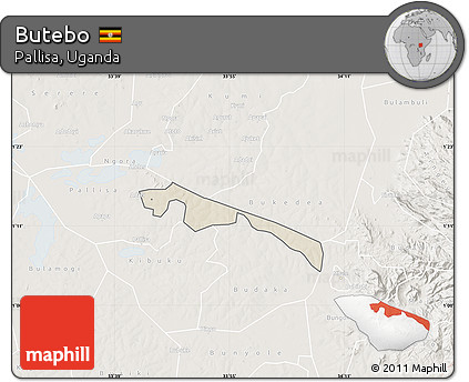 Shaded Relief Map of Butebo, lighten