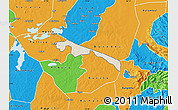 Shaded Relief Map of Butebo, political outside