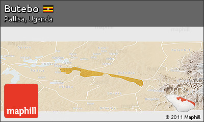 Physical Panoramic Map of Butebo, lighten