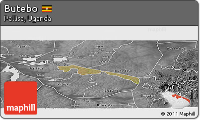 Satellite Panoramic Map of Butebo, desaturated