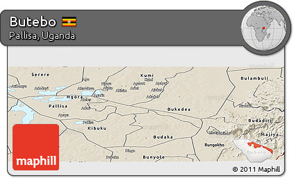Shaded Relief Panoramic Map of Butebo
