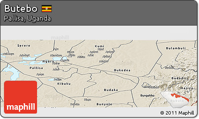 Shaded Relief Panoramic Map of Butebo