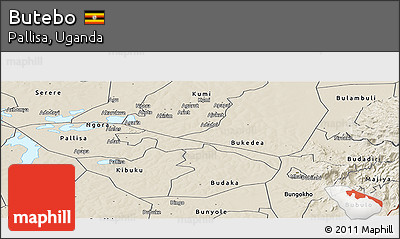 Shaded Relief Panoramic Map of Butebo