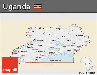 Classic Style Panoramic Map of Uganda, single color outside