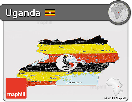 Flag Panoramic Map of Uganda