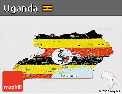 Flag Panoramic Map of Uganda