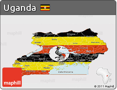 Flag Panoramic Map of Uganda
