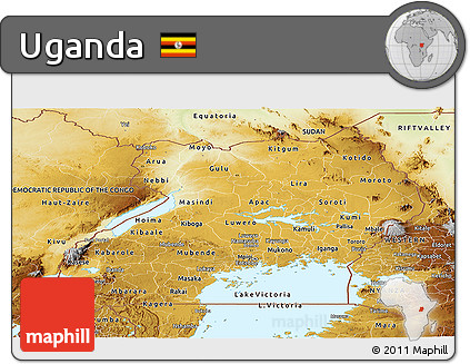 Physical Panoramic Map of Uganda