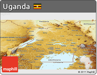 Physical Panoramic Map of Uganda