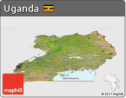 Satellite Panoramic Map of Uganda, cropped outside