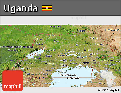 Satellite Panoramic Map of Uganda