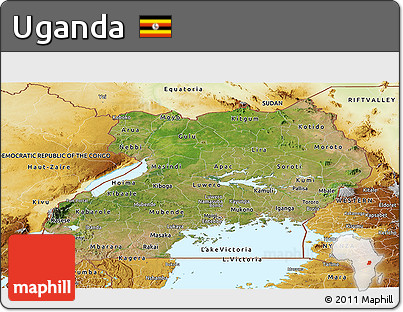 Satellite Panoramic Map of Uganda, physical outside