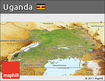 Satellite Panoramic Map of Uganda, physical outside