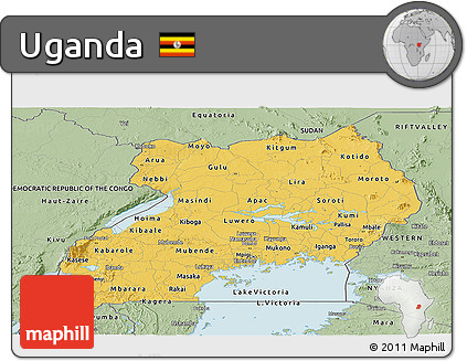 Savanna Style Panoramic Map of Uganda