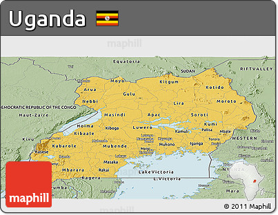 Savanna Style Panoramic Map of Uganda