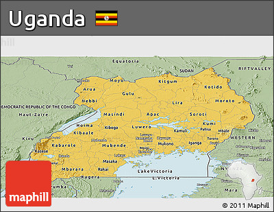 Savanna Style Panoramic Map of Uganda