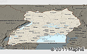 Shaded Relief Panoramic Map of Uganda, darken