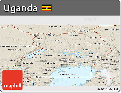 Shaded Relief Panoramic Map of Uganda