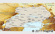 Shaded Relief Panoramic Map of Uganda, physical outside