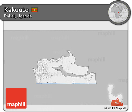 Gray 3D Map of Kakuuto, single color outside