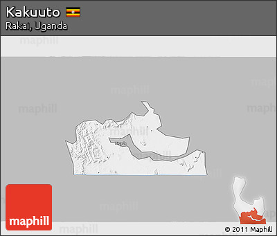 Gray 3D Map of Kakuuto, single color outside