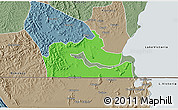 Political 3D Map of Kakuuto, semi-desaturated