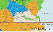Shaded Relief 3D Map of Kakuuto, political outside