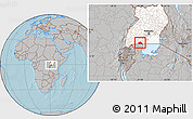 Gray Location Map of Kakuuto, highlighted country, hill shading
