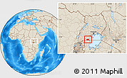 Shaded Relief Location Map of Kakuuto, within the entire country