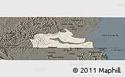 Shaded Relief Panoramic Map of Kakuuto, darken