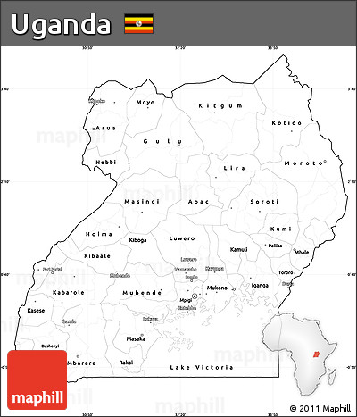 Blank Simple Map of Uganda, cropped outside