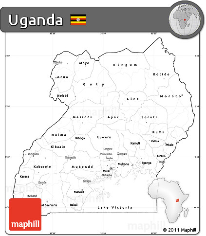 Blank Simple Map of Uganda, cropped outside