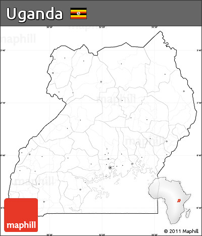 Blank Simple Map of Uganda, cropped outside, no labels