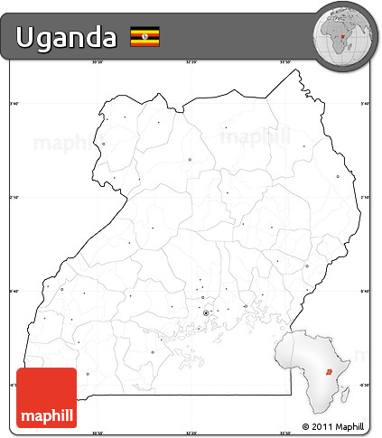 Blank Simple Map of Uganda, cropped outside, no labels