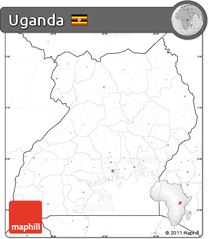 Blank Simple Map of Uganda, no labels