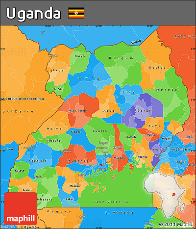 Political Simple Map of Uganda