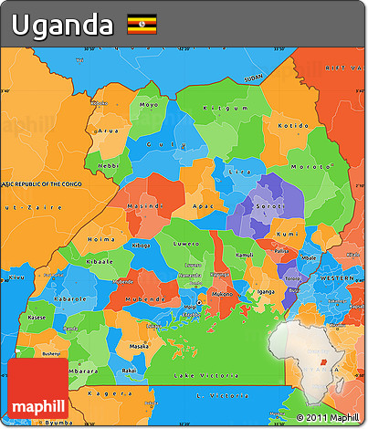 Political Simple Map of Uganda