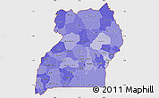 Political Shades Simple Map of Uganda, single color outside