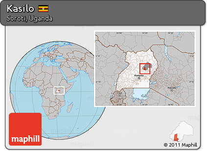 Gray Location Map of Kasilo, highlighted country, highlighted parent region