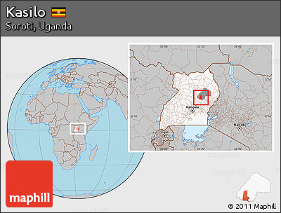Gray Location Map of Kasilo, highlighted country, highlighted parent region