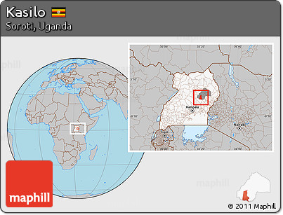 Gray Location Map of Kasilo, highlighted country, highlighted parent region