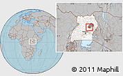 Gray Location Map of Kasilo, highlighted country, highlighted parent region, hill shading